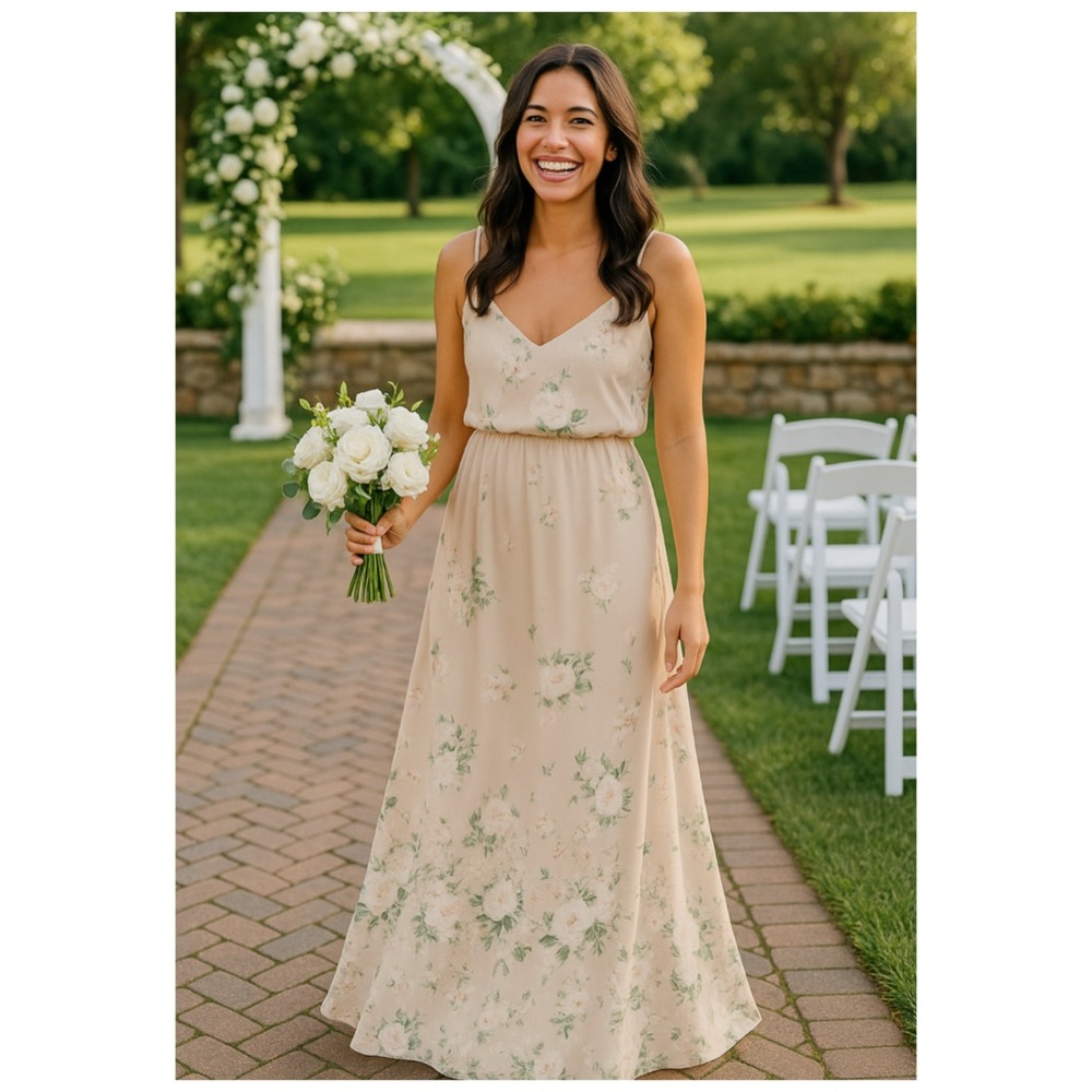 SHOW ME YOUR MUMU Floral Champagne Kendall Maxi Gown XXS NWT